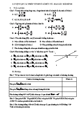 Luyện tập các phép tính về số hữu tỉ - Hai góc đối đỉnh
